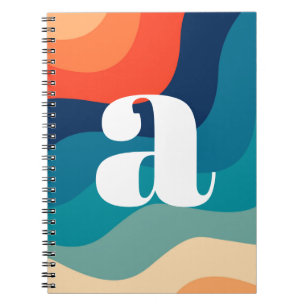 Caderno Espiral Trendência do Arco-Íris de Ondas Geométricas do Re