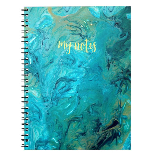 Caderno Espiral Trendência personalizável de mármore azul esmerald (Frente)