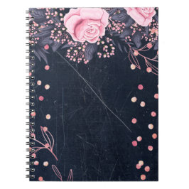 Caderno Espiral Trending Metal Floral Stationery Orçamento Girly