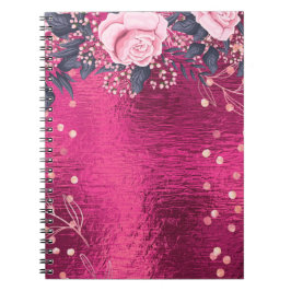Caderno Espiral Trending Metal Floral Stationery Orçamento Girly