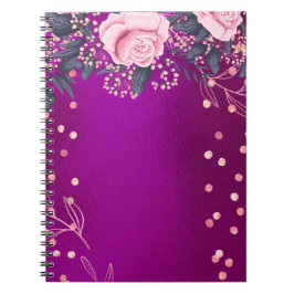Caderno Espiral Trending Metal Floral Stationery Orçamento Girly