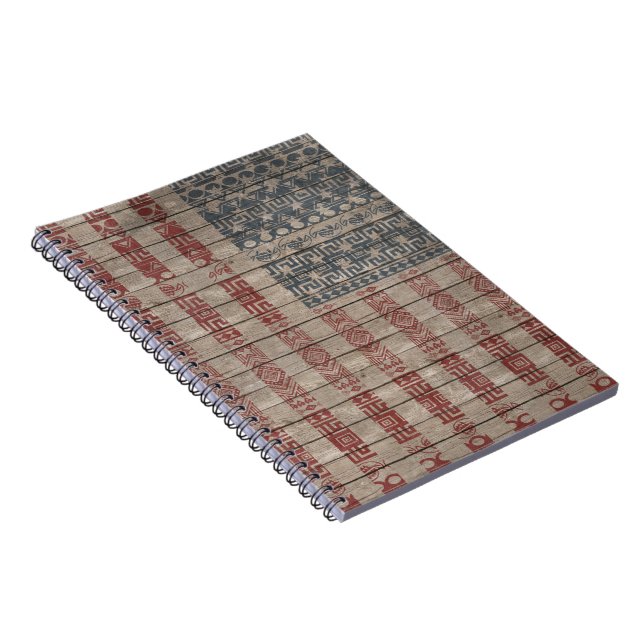 Caderno Espiral Trendy America flag Aztec Tribal Patterno (Lado Direito)