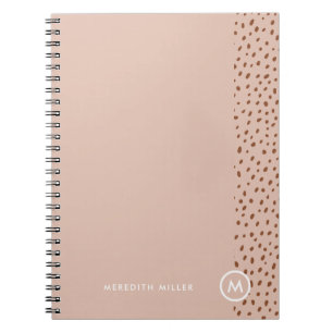 Caderno Espiral Trendy Beige Monograma com Terracotta Boho Brown