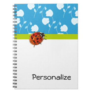 Caderno Espiral Trendy Blue Floral Ladybug Com Nome