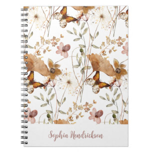 Caderno Espiral Trendy Boho Neutral Autumn Selvagens em Branco