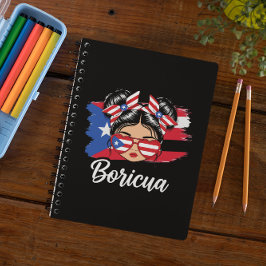 Caderno Espiral Trendy Boricua Girl Puerto Rico Flag