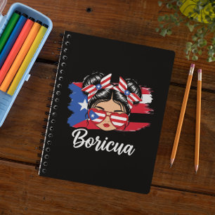 Caderno Espiral Trendy Boricua Girl Puerto Rico Flag