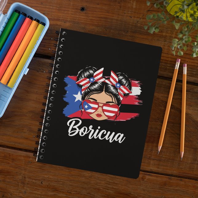 Caderno Espiral Trendy Boricua Girl Puerto Rico Flag (Trendy Boricua Girl Puerto Rico Flag Notebook)