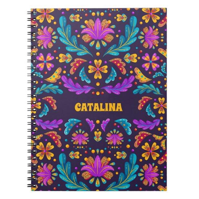 Caderno Espiral Trendy Colorful Fiesta Mexicana Fllower Quinceaner (Frente)