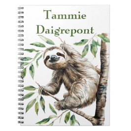 Caderno Espiral Trendy Cute Sloth Em Uma Árvore