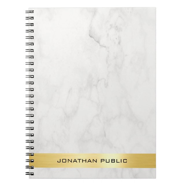 Caderno Espiral Trendy Dourado Marble Elegante Modelo espiral (Frente)