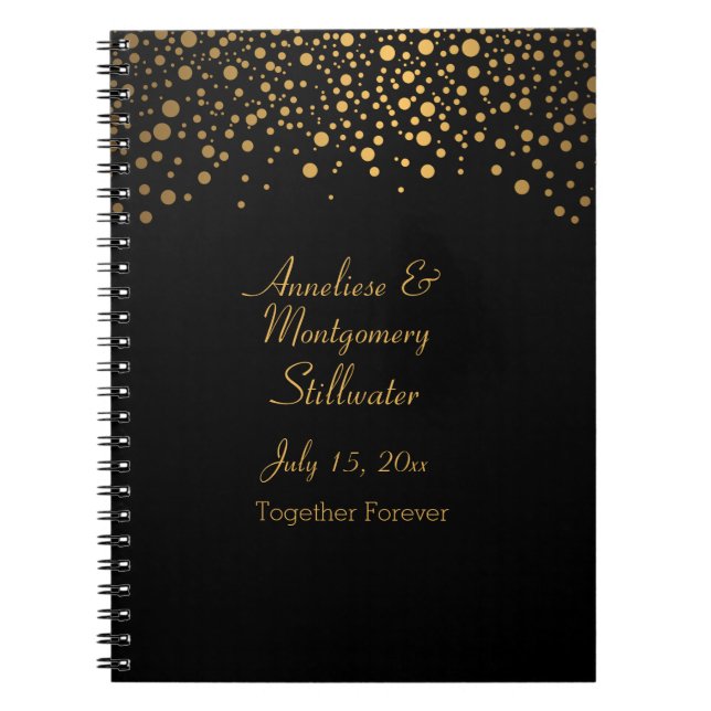 Caderno Espiral Trendy Dourados Pontos em Preto (Frente)