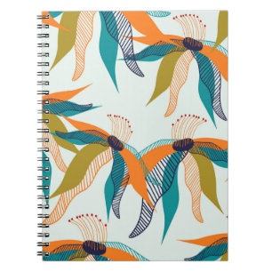 Caderno Espiral Trendy floral, padrão sem costura, desenhado à m