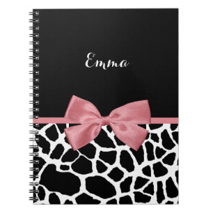 Caderno Espiral Trendy Giraffe Impressão Rosy Arco Rosa Com Nome