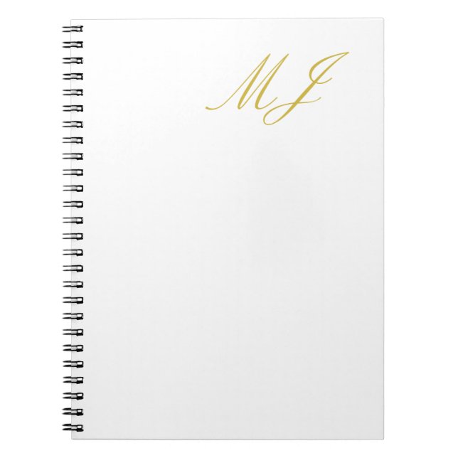 Caderno Espiral Trendy Gold Color Monogram Minimalist Modern (Frente)