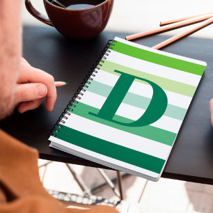 Caderno Espiral Trendy Green Stripes Monograma