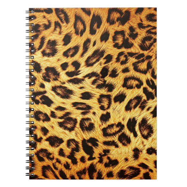 Caderno Espiral Trendy Leopard: Padrão de Design da pele. (Frente)