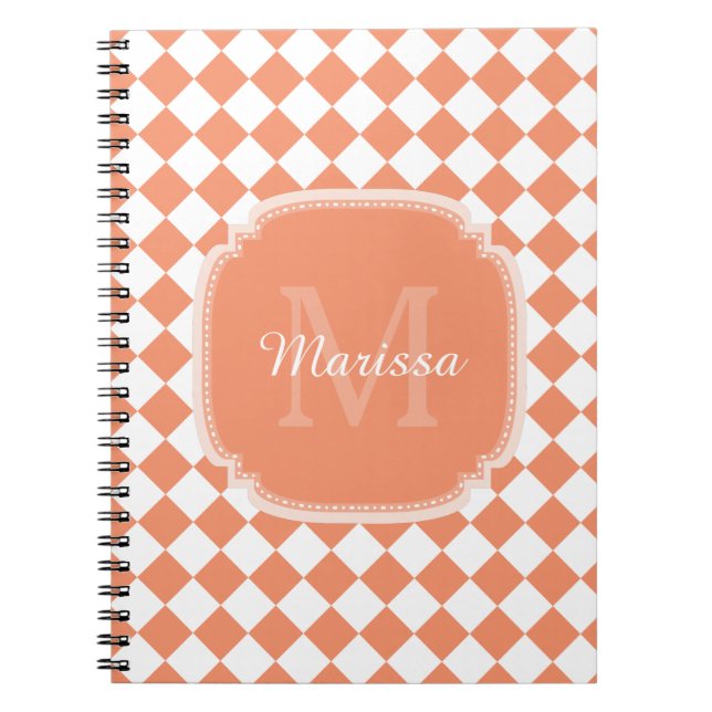 Caderno Espiral Trendy Light Orange Verificado Nome Monograma (Frente)