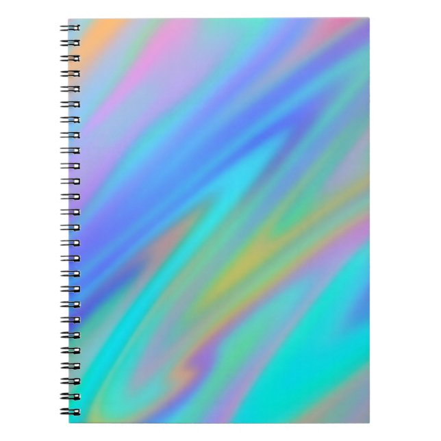 Caderno Espiral Trendy luxuoso azul roxo, azul, holográfico (Frente)