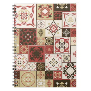 Caderno Espiral Trendy Marsala - Padrão do Azulejo marroquino