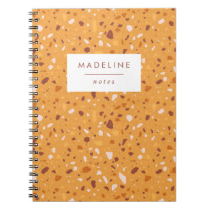 Caderno Espiral Trendy Orange & Brown Terrazzo