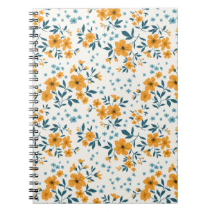 Caderno Espiral Trendy, padrão floral de vintage. Sem fim de