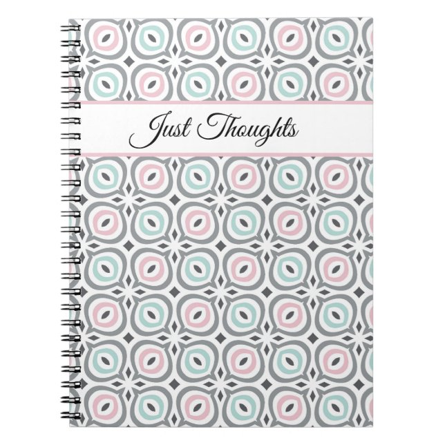 Caderno Espiral Trendy patterns of pastel gray, pink and blue  (Frente)