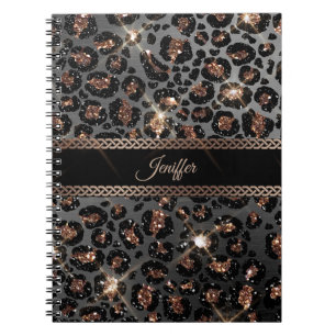 Caderno Espiral Trendy Personalizado Leopard Dourado Luminter