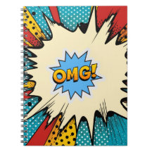 Trendy pop art Modern retro OMG 50s red blue