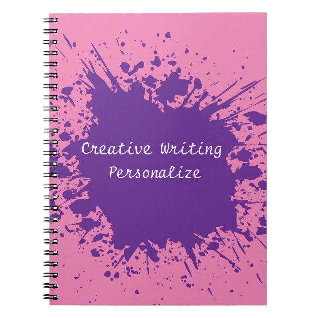 Caderno Espiral Trendy Purple Pink Creative Escrevendo Personaliza (Frente)