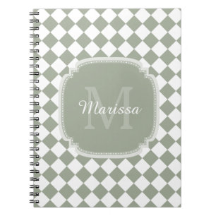 Caderno Espiral Trendy Sage Green Verificado Nome Monograma