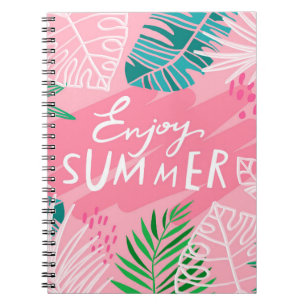 Caderno Espiral Trendy Vintage no verão trópico. Amarrar o sumá