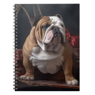 Caderno Espiral Trenó com Bulldog Nevado Decoração de Natal