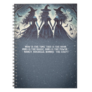 Caderno Espiral Três Bruxas na Noite Estrelada do Halloween Grimór