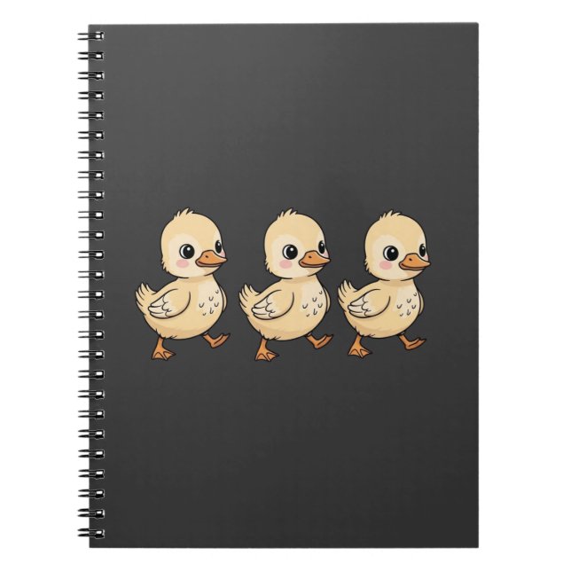 Caderno Espiral Três Ducklings Andando em Fila - Bonito (Frente)