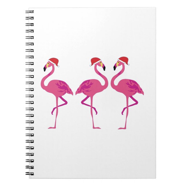 Caderno Espiral Três Flamingos de Natal (Frente)