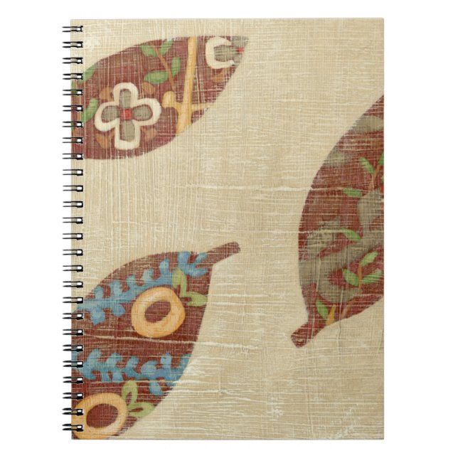 Caderno Espiral Três Folhas no Fundo de Textura Linen (Frente)