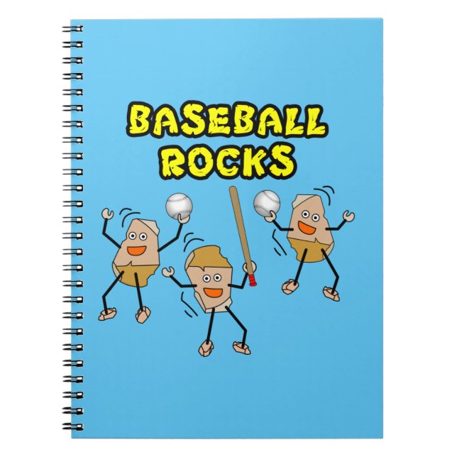 Caderno Espiral Três Rochas de Beisebol (Frente)