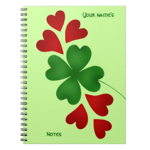 Caderno Espiral Trevo com corações