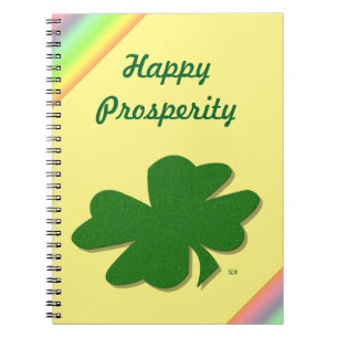 Caderno Espiral trevo da folha do irlandês 4 da boa sorte do verd