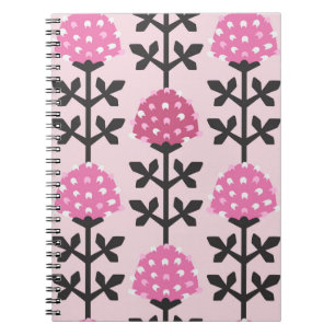 Caderno Espiral Trevo floral de trevo, estilo escandinavo, sem cos
