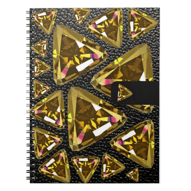 Caderno Espiral triângulo amarelo de gemas e couro (Frente)