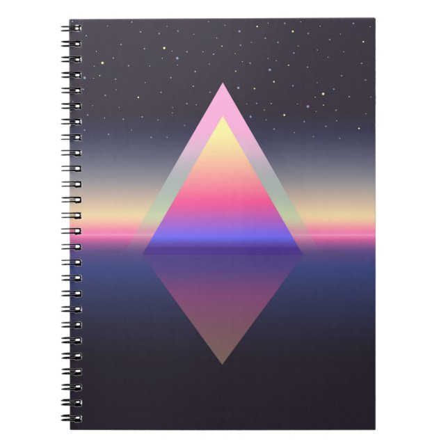 Caderno Espiral Triângulo brilhante. Conceito etético. Babos futur (Frente)
