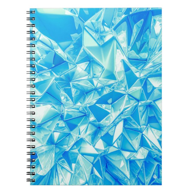 Caderno Espiral Triângulo de cristal, fundo renderizado em 3D. (Frente)