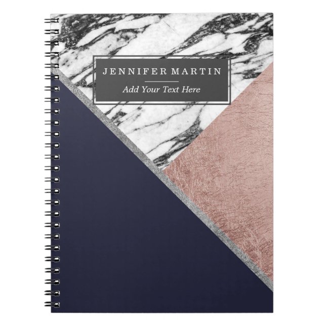 Caderno Espiral Triângulo Dourado cor-de-rosa dos azuis marinhos (Frente)