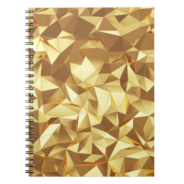 Caderno Espiral Triângulo Dourado: Textura de fundo Abstrato. (Frente)