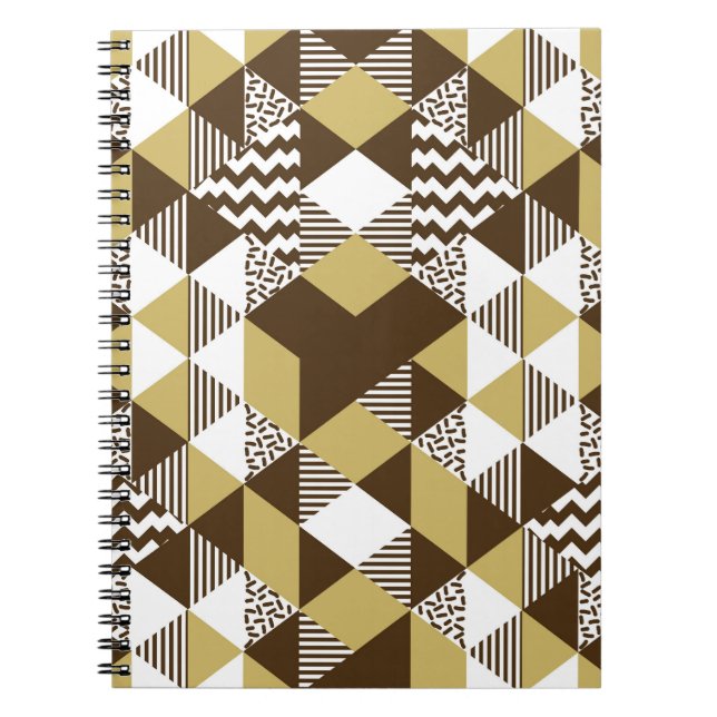 Caderno Espiral Triângulo sem costura: moda geométrica do ouro. (Frente)