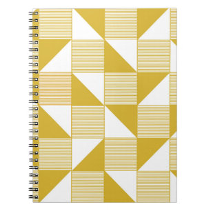 Caderno Espiral Triângulos Amarelos: Padrão Linear Invisível.