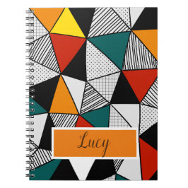 Caderno Espiral triângulos coloridos padrão geométrico