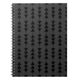 Caderno Espiral Triângulos de enforcamento preto moderno e Na moda